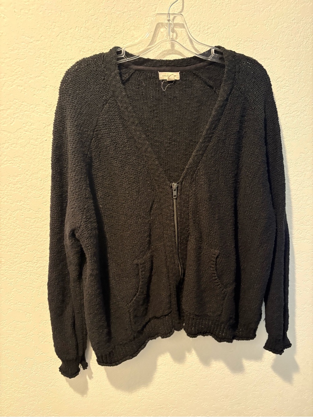 silence + noise Black Zip-Up Knit Sweater